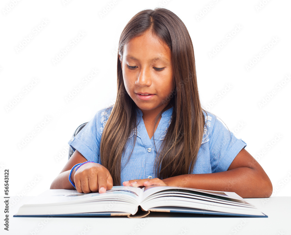 girl reading a book on a white background girl reading a book on a white background