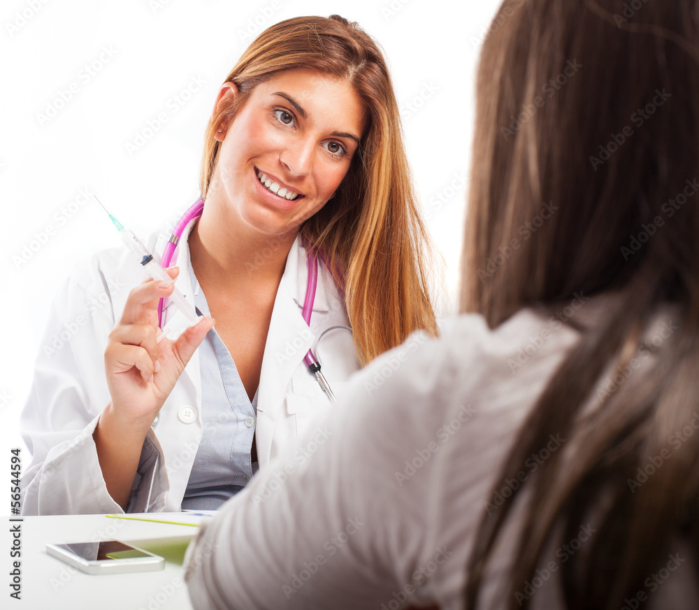 Doctor with a patient on a white background Doctor with a patient on a white background