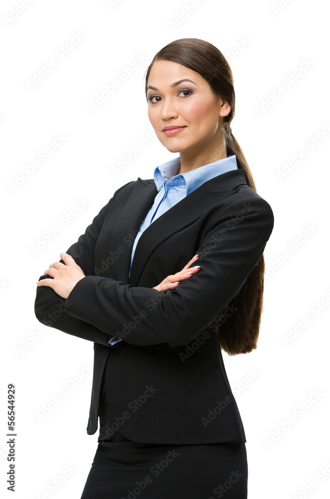 Half-length portrait of businesswoman with hands crossed Half-length portrait of businesswoman with hands crossed