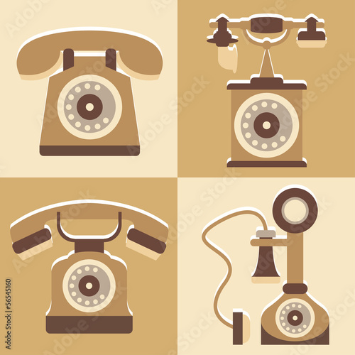 Set of cute telephone and vintage style photo