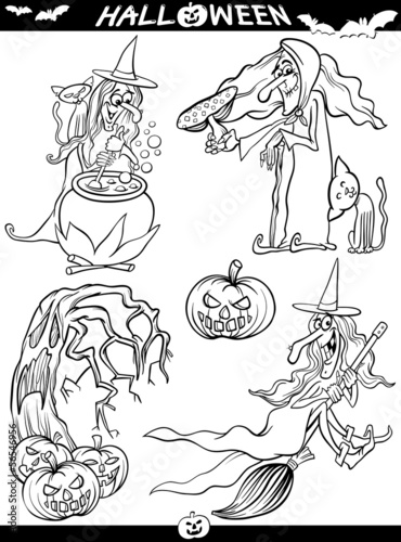 Halloween Cartoon Themes for Coloring Book