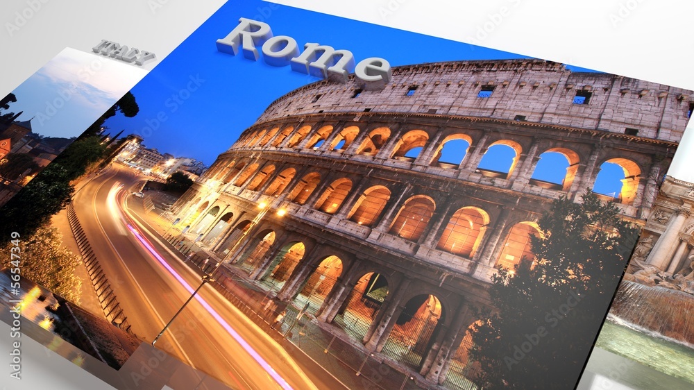Italy sightseeing in slideshow like set photos and 3d text