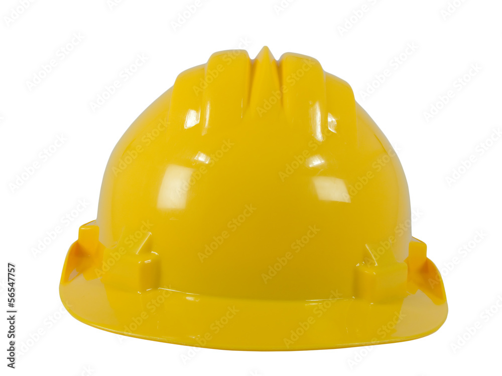 Fototapeta premium New yellow hardhat isolated on white background