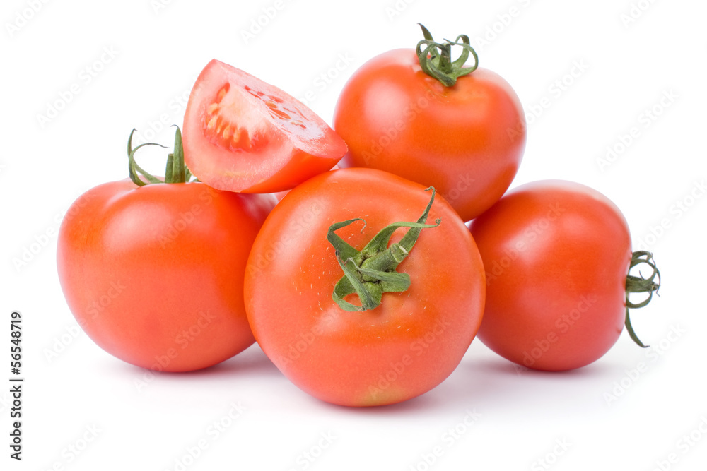 Ripe tomatoes isolated on a white background Ripe tomatoes isolated on a white background