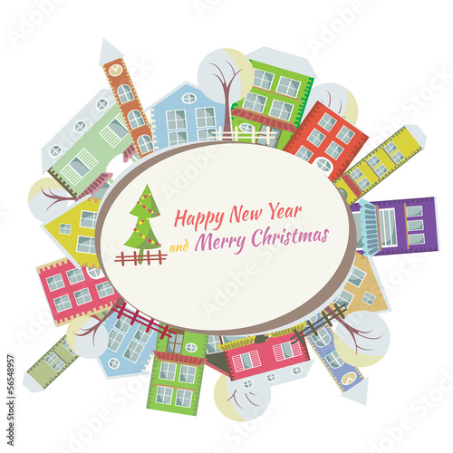 Happy New Year greeting card - Home background