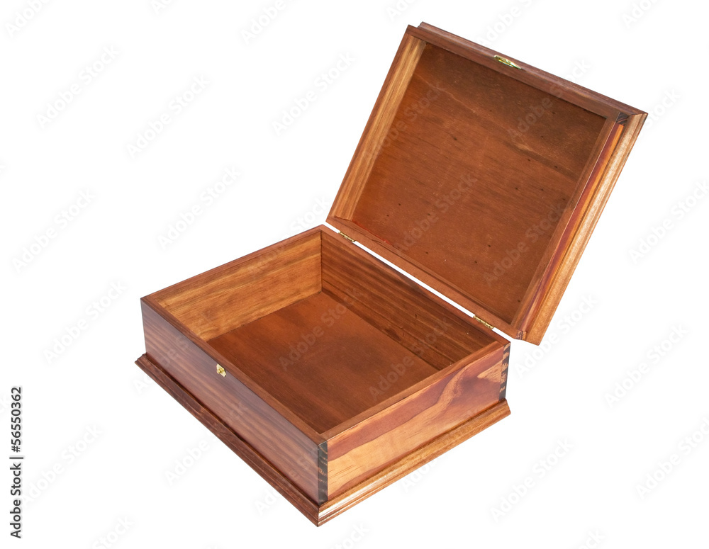wooden box isolated on white background