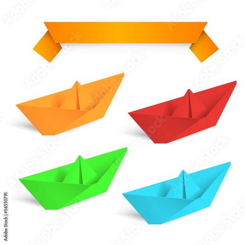 Free Download Four colorfull paper ships origami. - GFXLoad