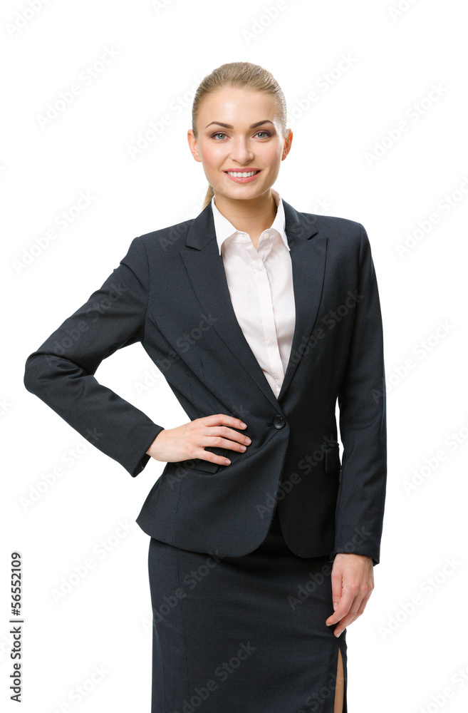 Half-length portrait of businesswoman with her hand on hip Half-length portrait of businesswoman with her hand on hip