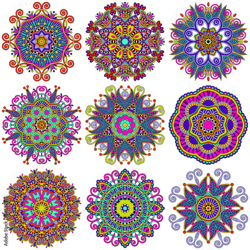 Circle lace ornament, round ornamental geometric doily pattern c