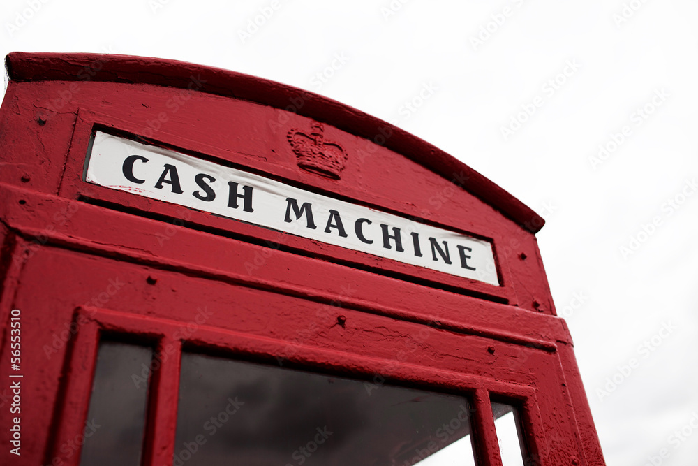 Red telephone booth converted to cash machine Red telephone booth converted to cash machine