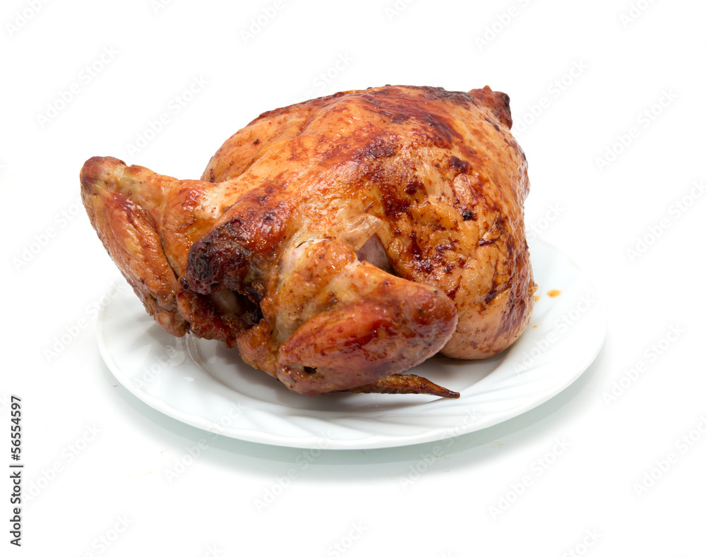 grilled chicken on a plate on a white background grilled chicken on a plate on a white background