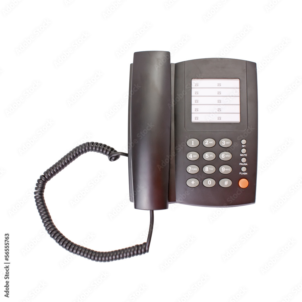 Black office telephone isolated on white background Black office telephone isolated on white background