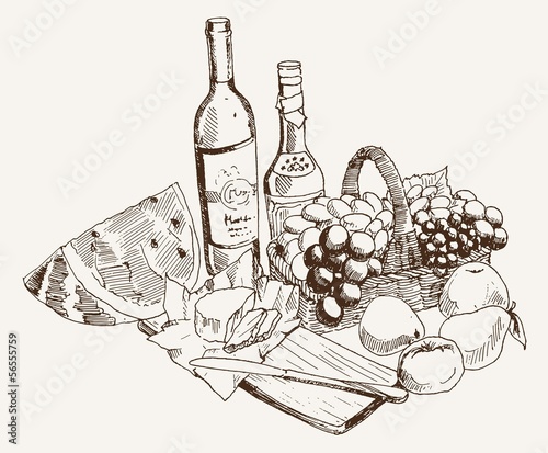 wine and fruit