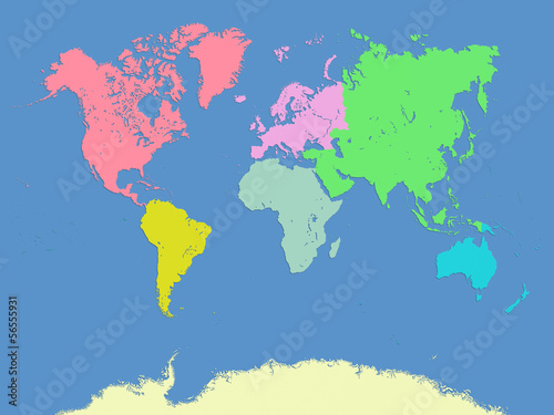 World and continents map