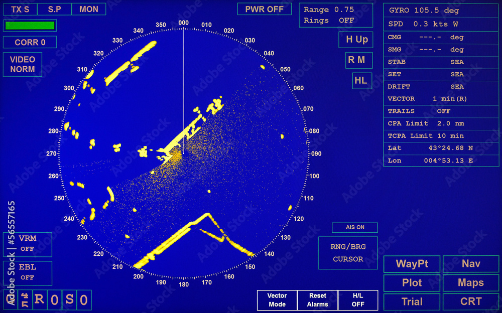 Blue modern ship radar screen with round map Stock Photo | Adobe Stock