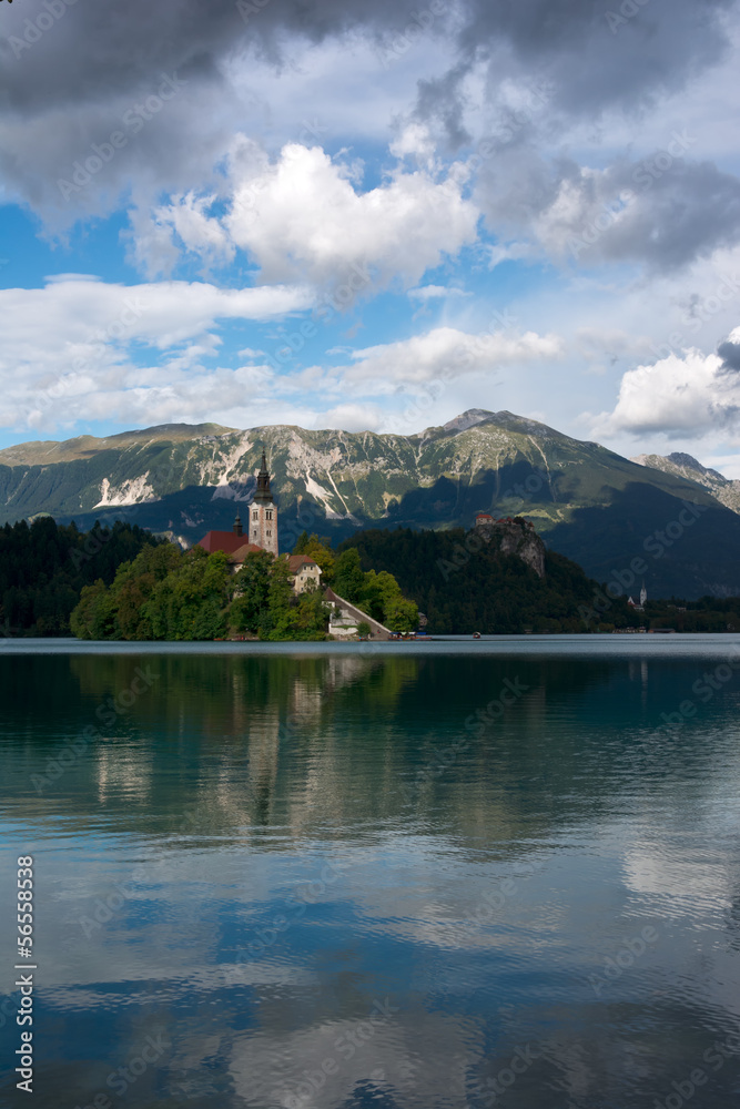 Lake Bled, church and castle