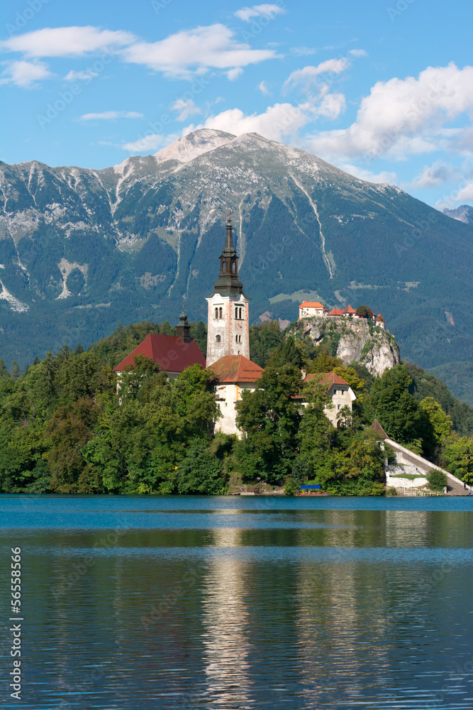 Lake Bled, church and castle