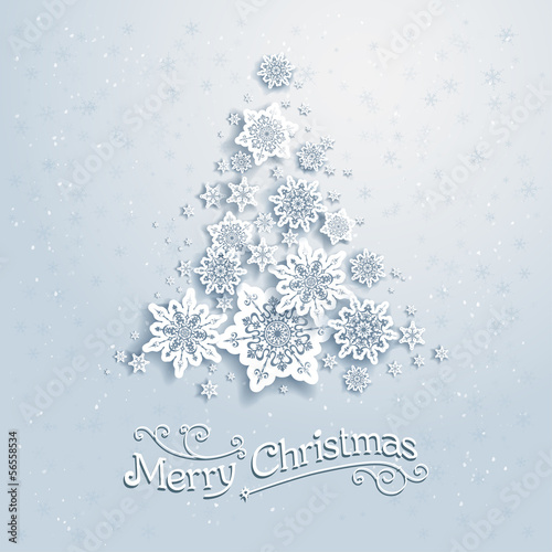 Christmas tree from snowflakes