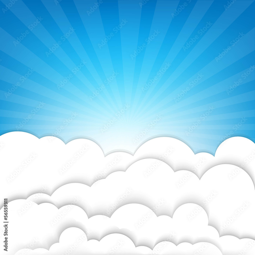 Clouds With Sky And Sunburst Clouds With Sky And Sunburst