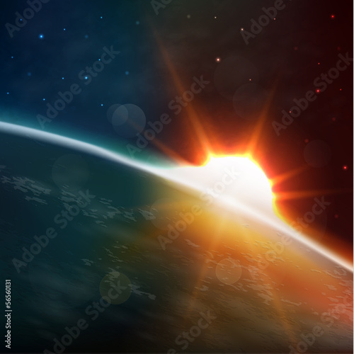 Sun rising over the earth