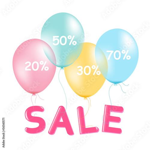 Sale Poster With Pastel Balloons