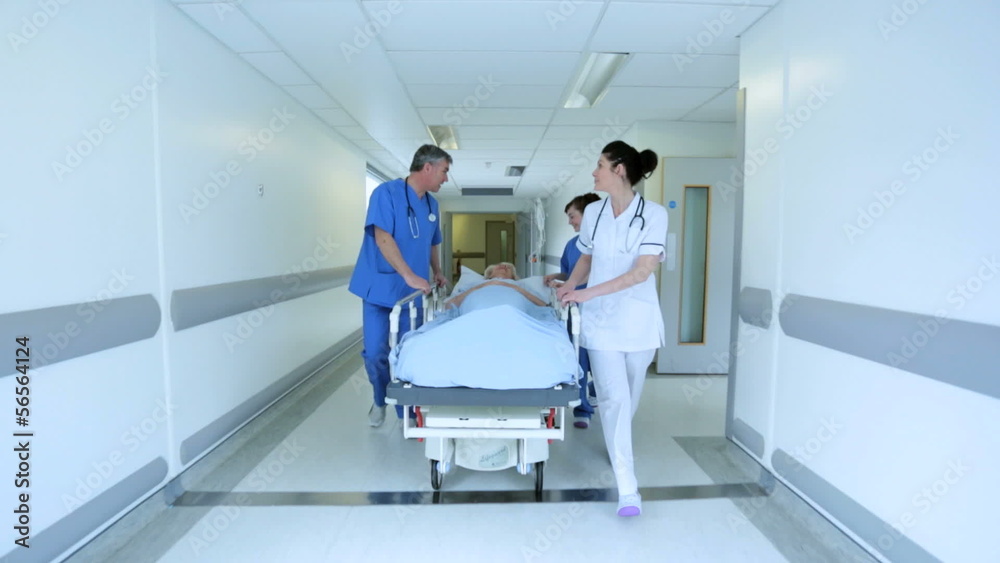 Medical Staff Transferring Patient Hospital Bed Medical Staff Transferring Patient Hospital Bed