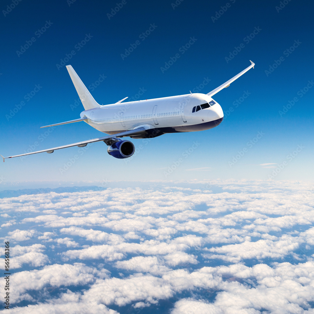 Naklejka premium Samolot na niebie - Pasażerski samolot / samolot