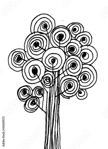 Hand drawn sketch trees with leaves illustration design