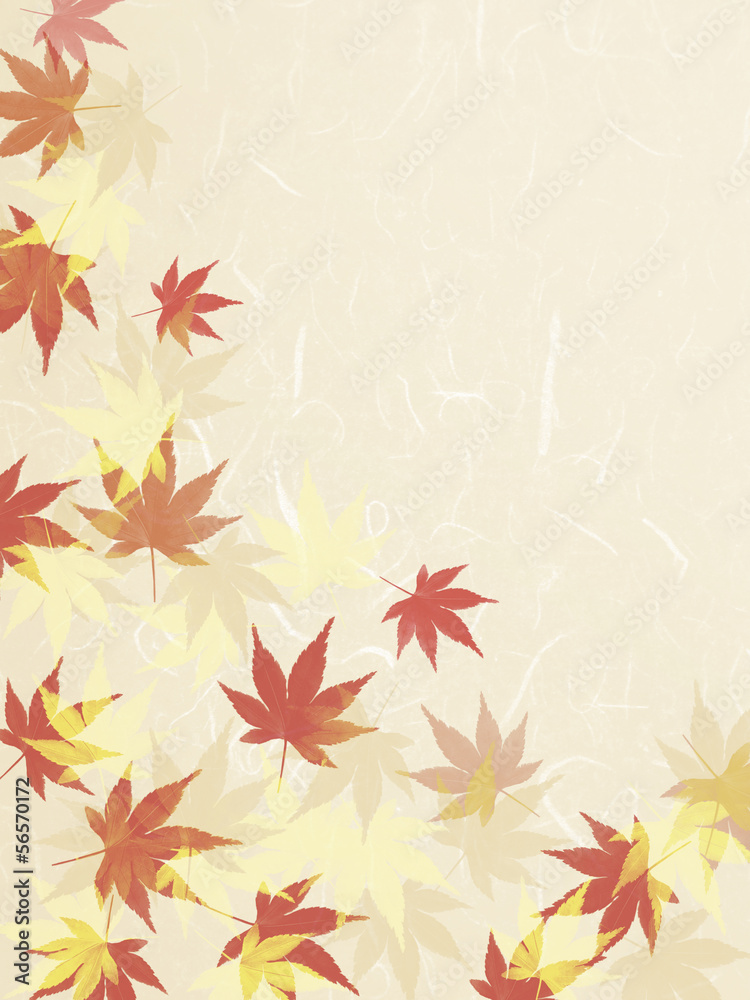 和紙に描かれた紅葉 和紙に描かれた紅葉