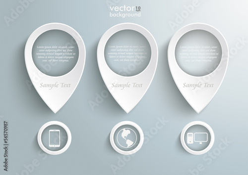 Three White Location Markers IT Infographic