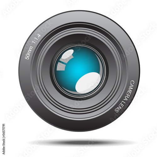 Camera lens blue glass with reflection illustration