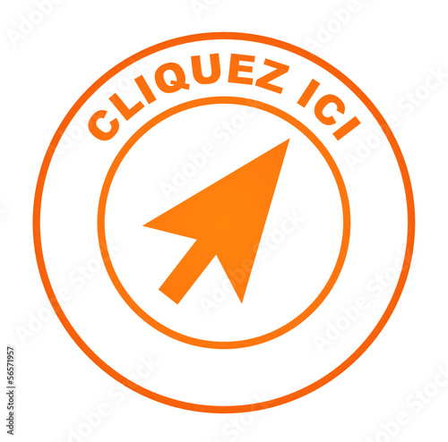cliquez ici sur bouton web rond orange