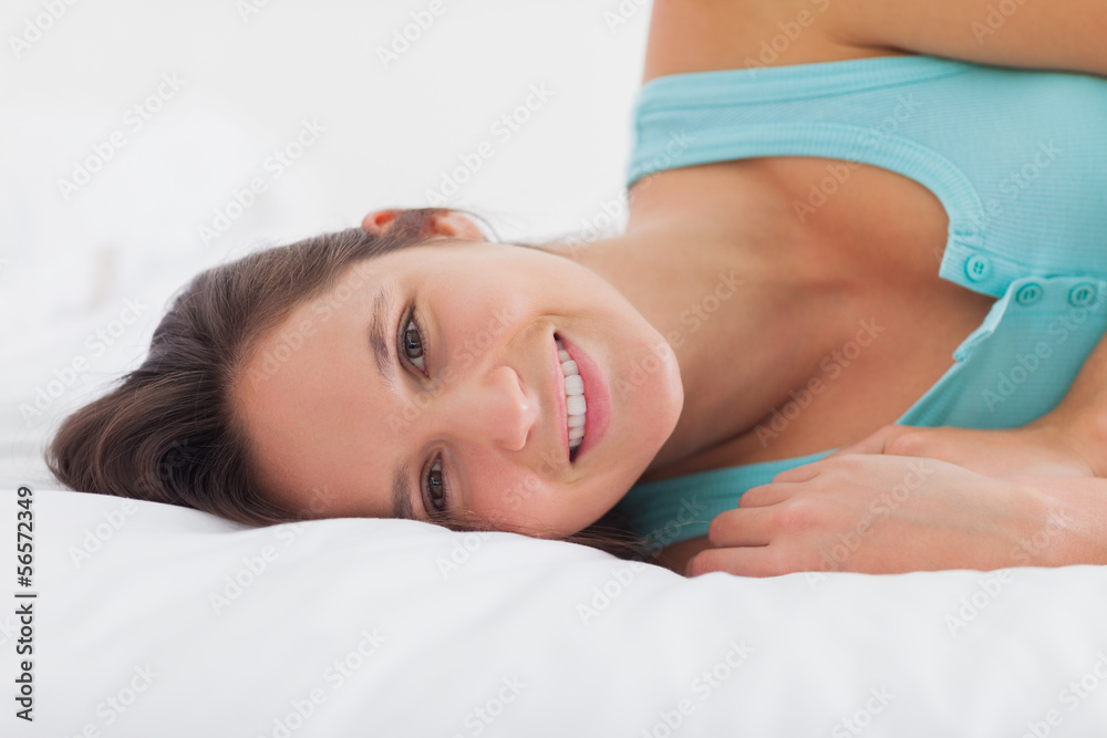 Smiling woman in bed Smiling woman in bed