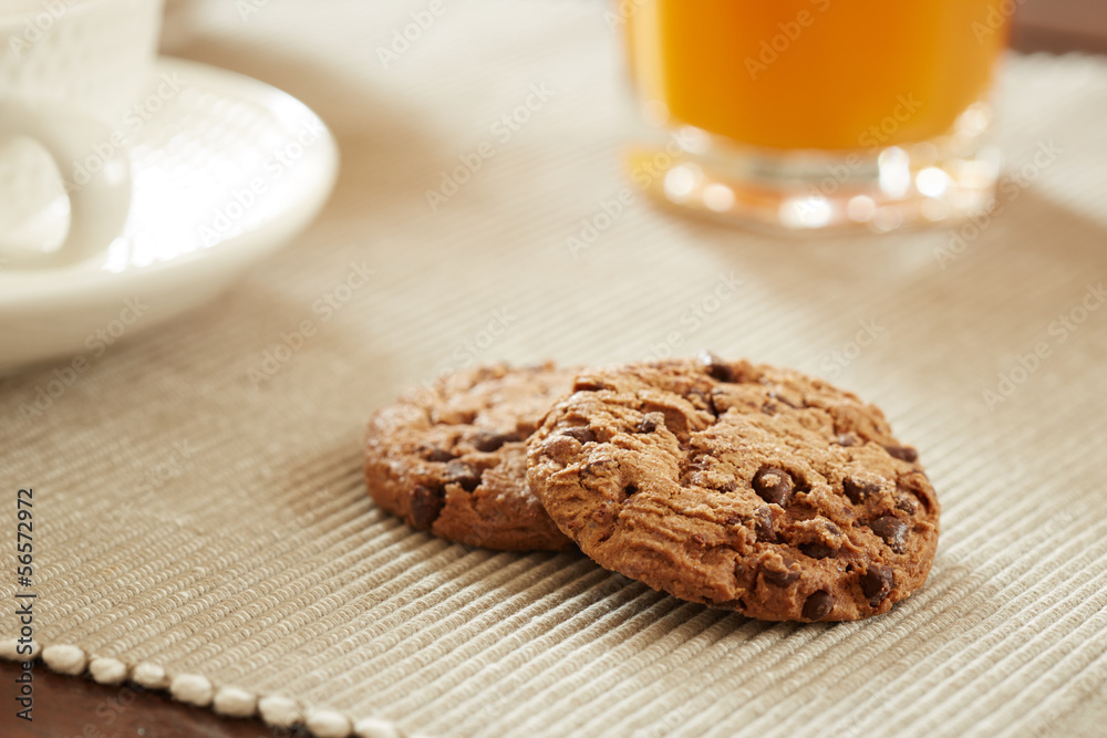 Chocolate chip cookies close-up Chocolate chip cookies close-up