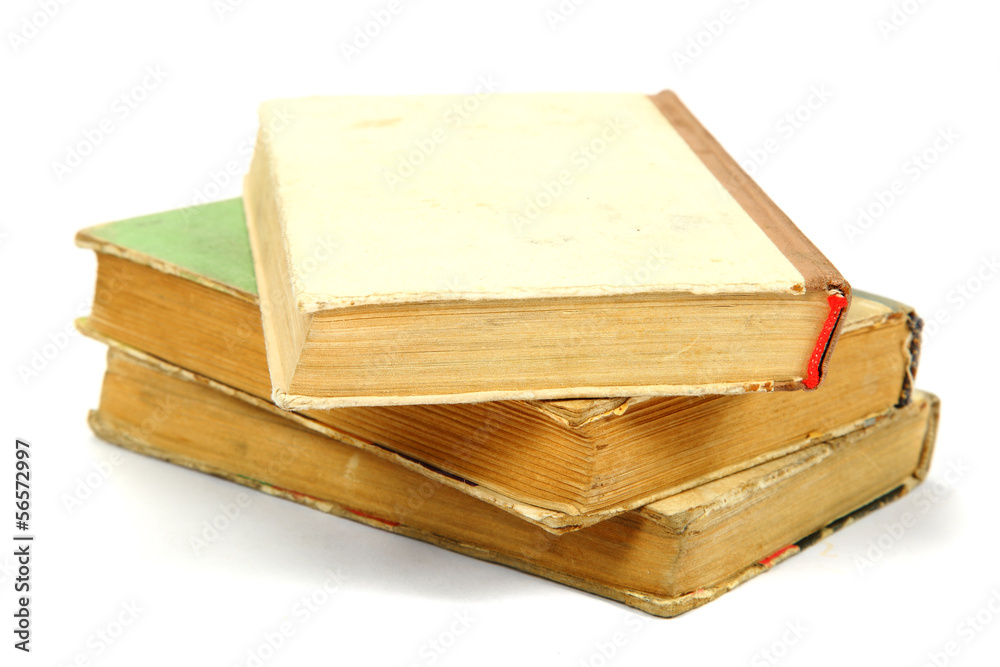 Stack of old books on a white background. Stack of old books on a white background.