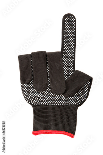 Black work glove isolated on white background.