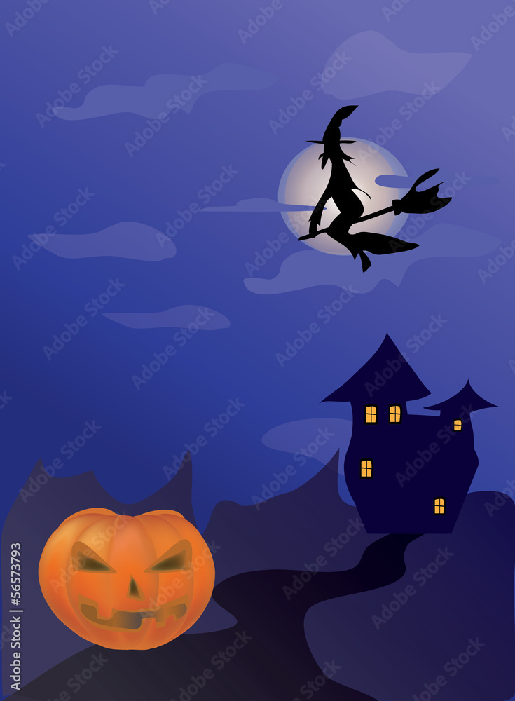 Halloween Day Celebration. Vector Card with Pumpkin Witch Halloween Day Celebration. Vector Card with Pumpkin Witch