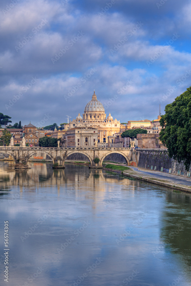 morning view at St. Peter's cathedral in Rome, Italy
