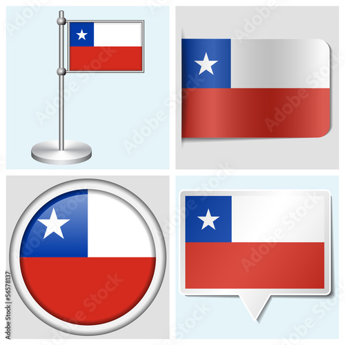 Free Download Chile flag - set of various sticker, button, label and flagstaff - GFXLoad
