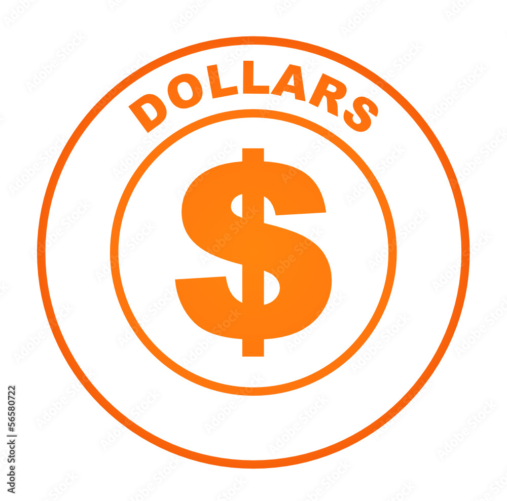 Fototapeta premium dollars sur bouton web orange