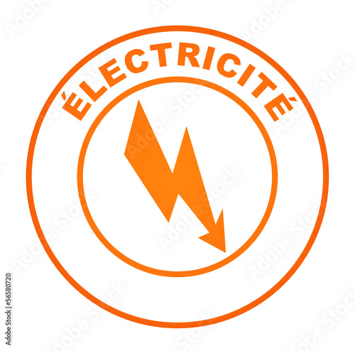 électricité sur bouton web rond orange