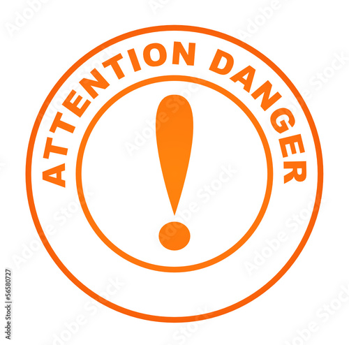 attention danger sur bouton web orange