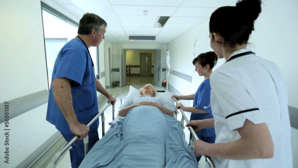 Senior Patient Ward Transfer Hospital Bed Slow Motion Senior Patient Ward Transfer Hospital Bed Slow Motion