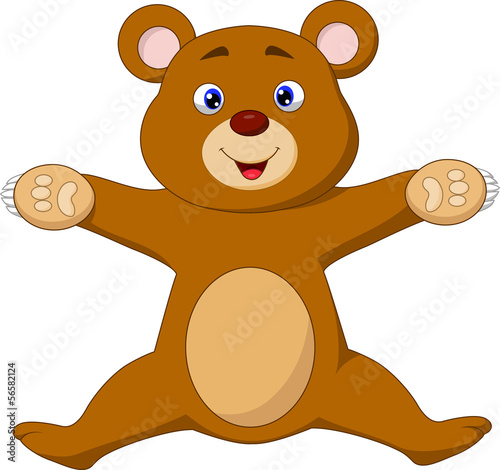 Happy brown bear cartoon jumping