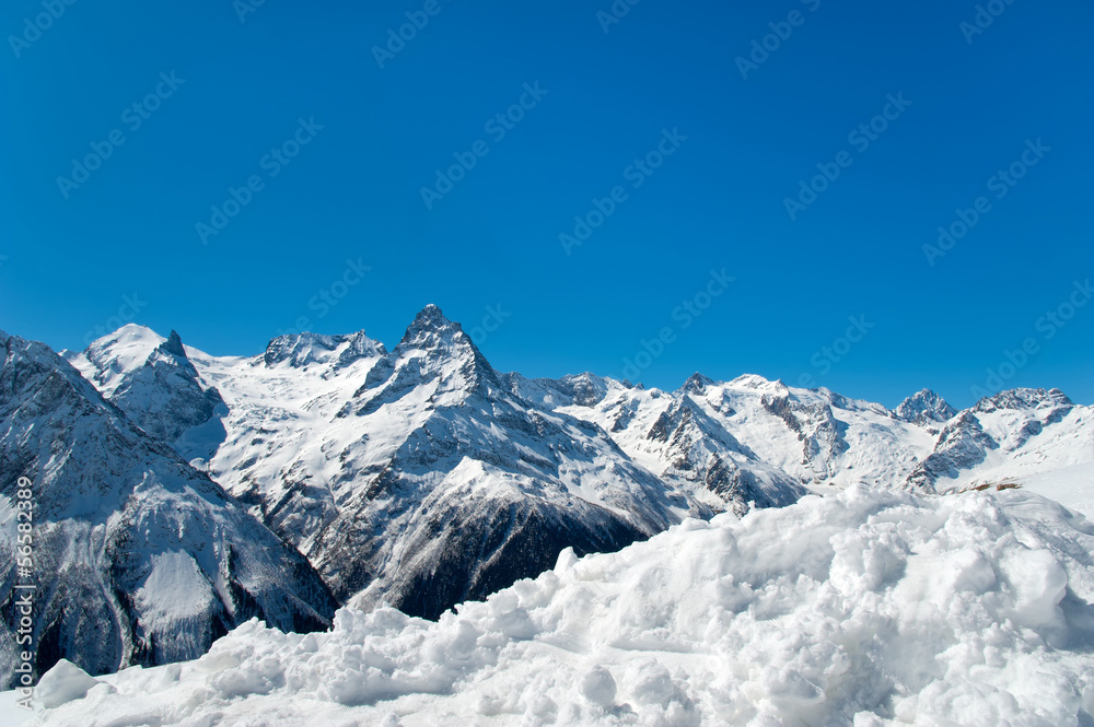 mountain and snow on top