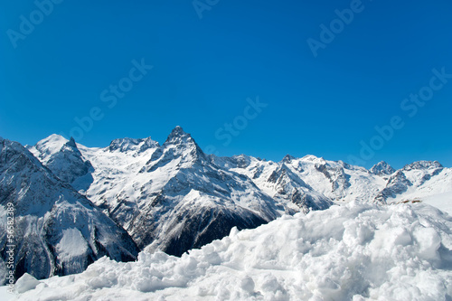 mountain and snow on top