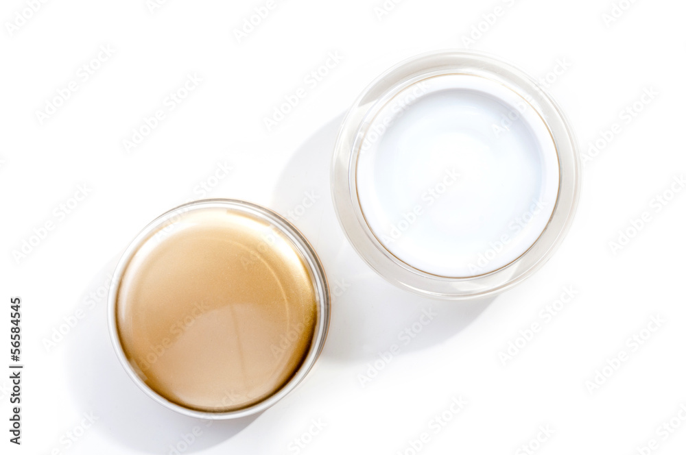 beauty cream container on white background
