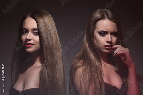 double portrait of a girl. photo