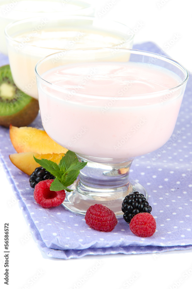 Delicious yogurt with fruit and berries close-up Delicious yogurt with fruit and berries close-up