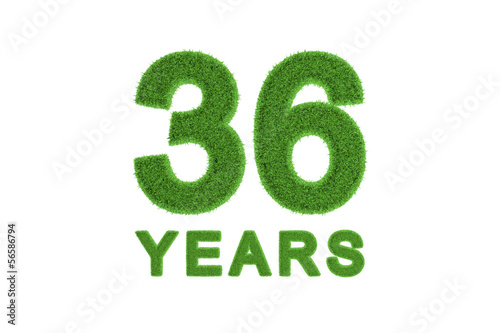 36 Years green grass anniversary numbers